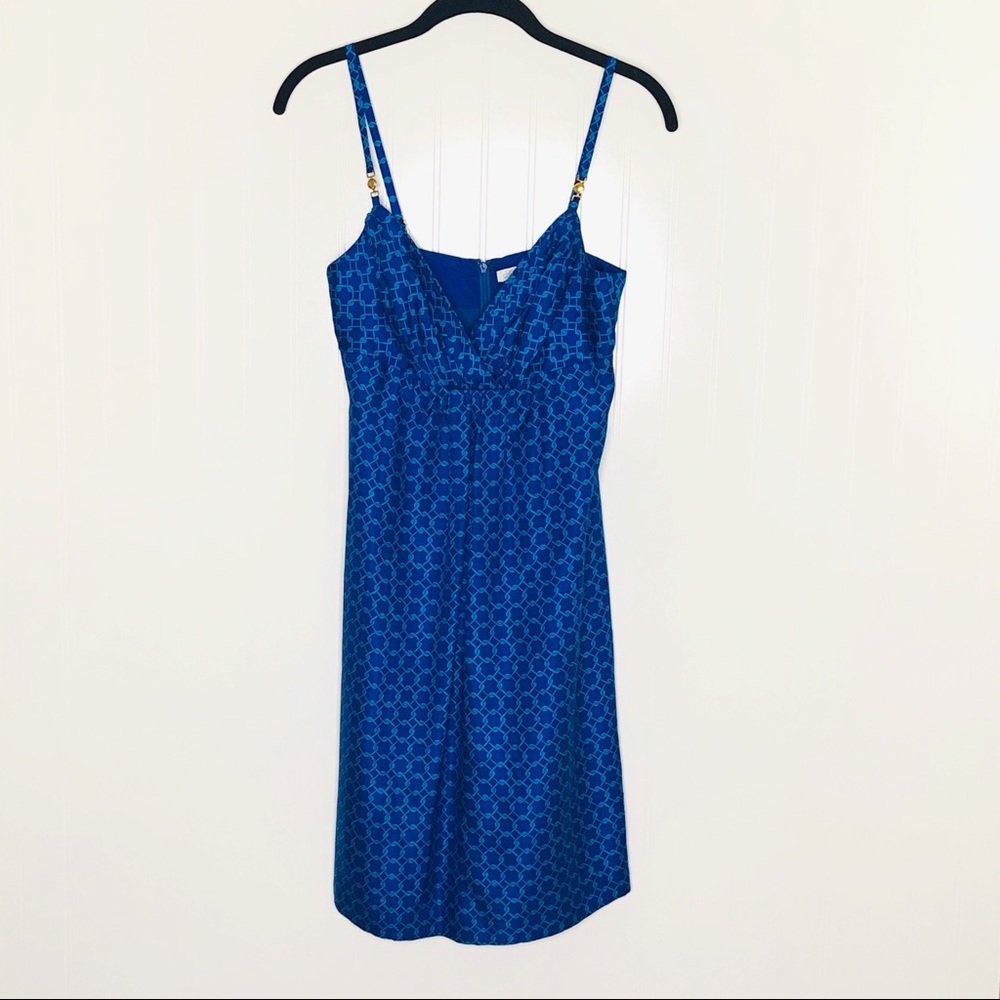 SHOSANNA Blue Chain Pattern Spaghetti Strap Dress